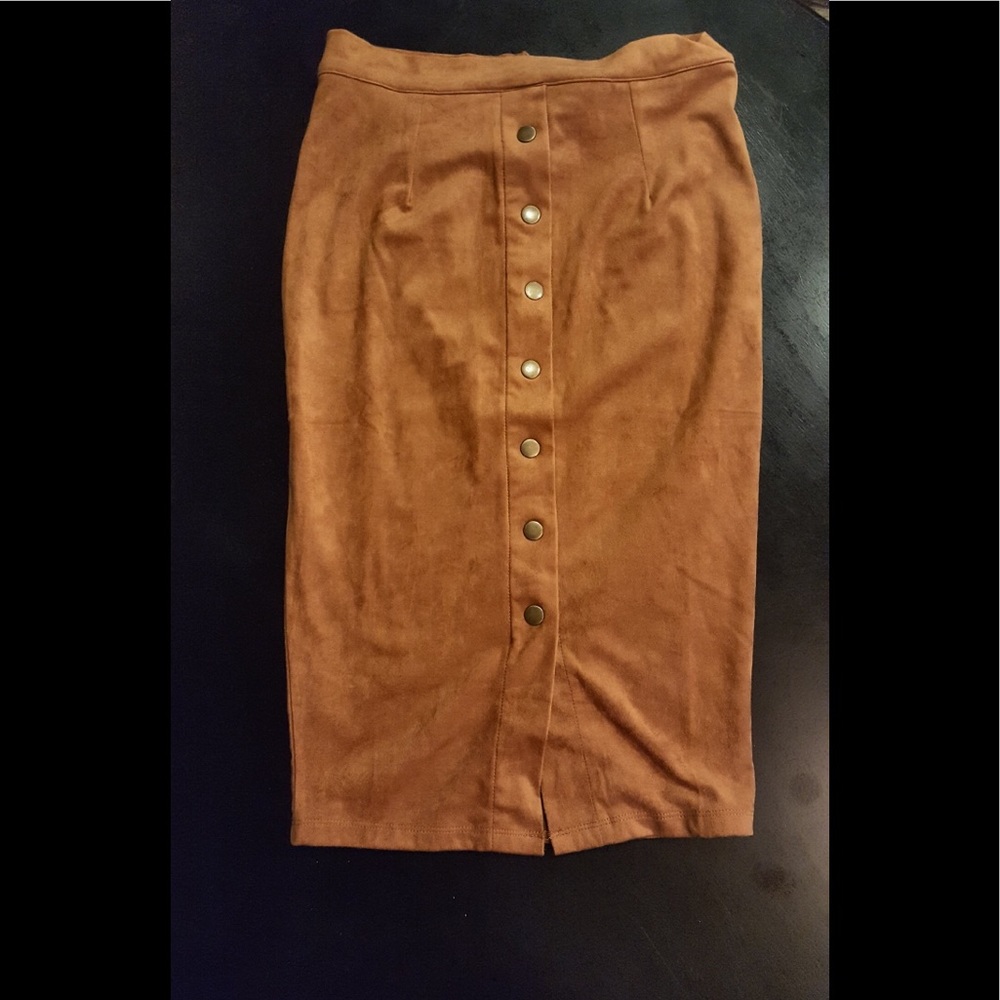Suede midi skirt